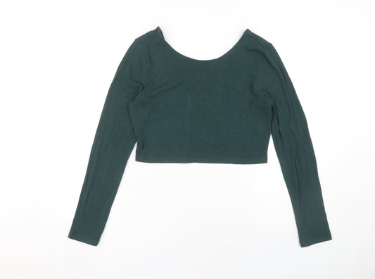 Apricot Women's Green Cropped Top - Size 16