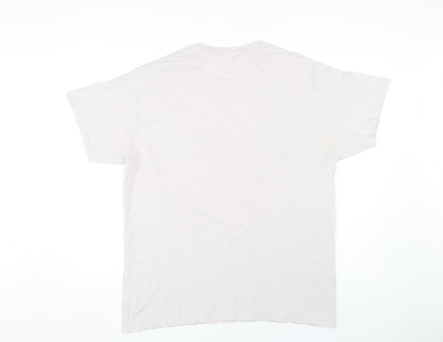 Gildan Men's Beige Car Print T-Shirt, Large, Classic Style