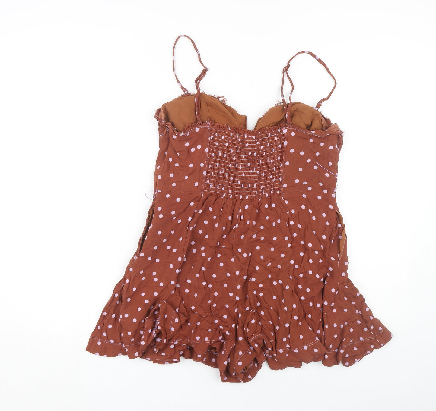 Free People Women's Brown Polka Dot Playsuit, Size 16