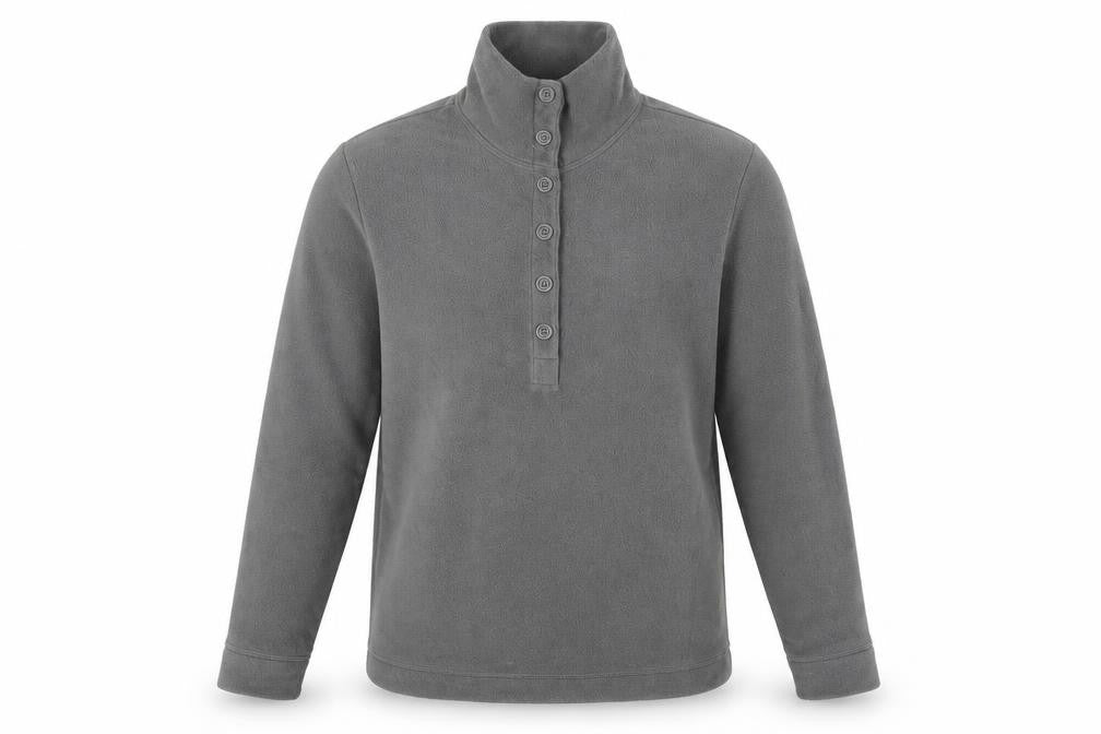 Lands' End Men's Grey Henley Sweatshirt XS Fleece