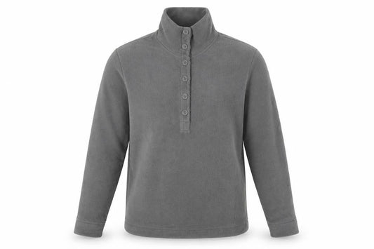 Lands' End Men's Grey Henley Sweatshirt XS Fleece