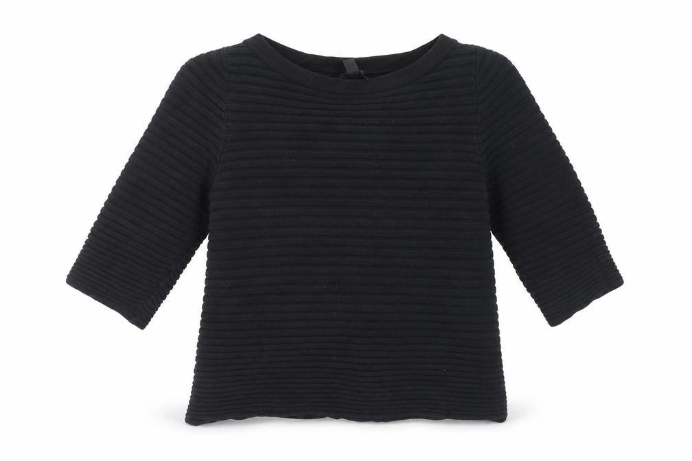 COS Women's Black XS 3/4 Sleeve Knit Top