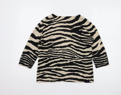 BHS Women's Beige Zebra Print Pullover Jumper Size 10