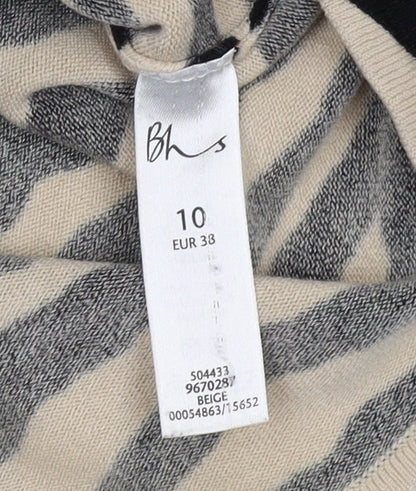 BHS Women's Beige Zebra Print Pullover Jumper Size 10