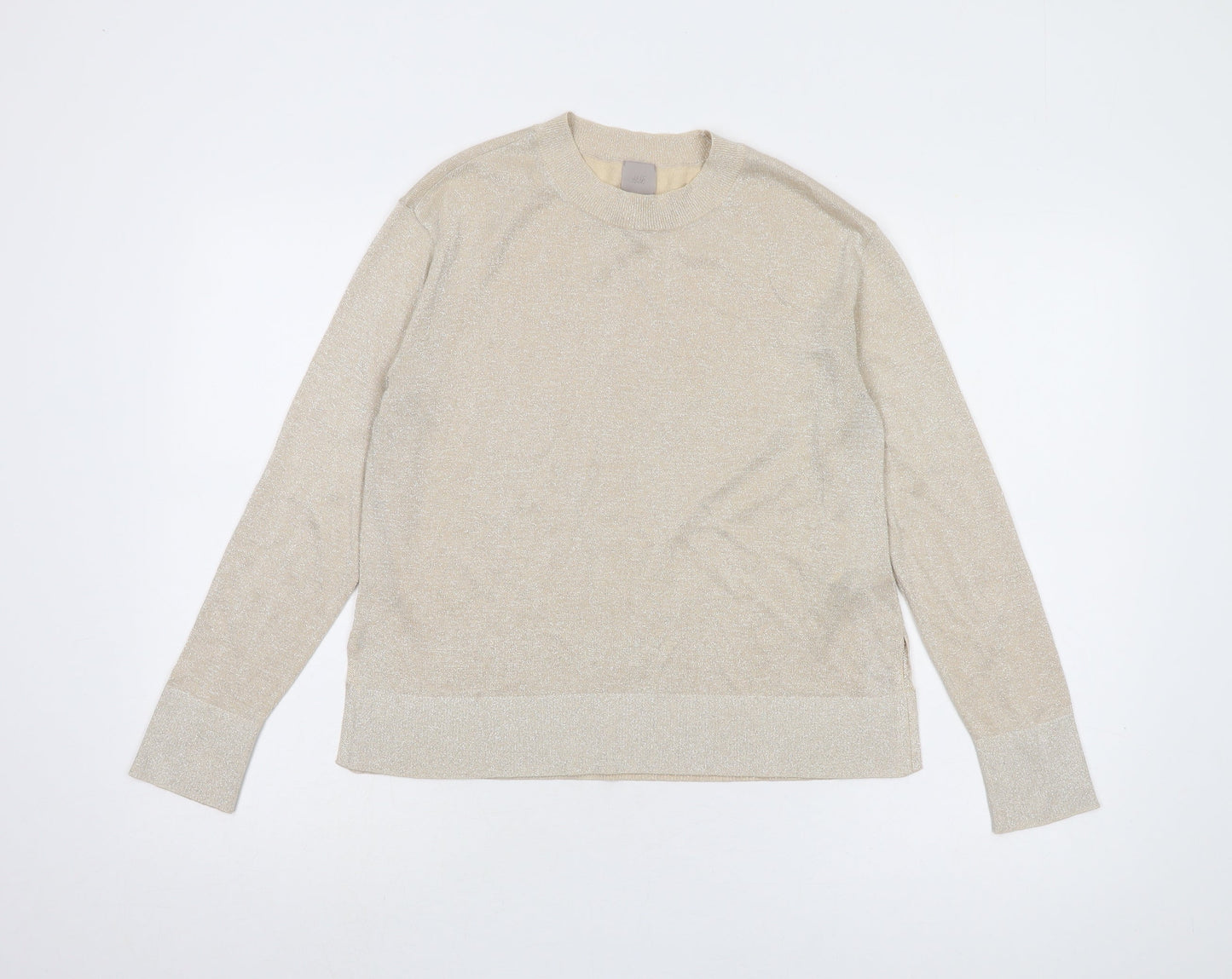 H&M Women Beige XS Crew Neck Pullover Jumper