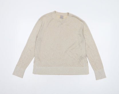 H&M Women Beige XS Crew Neck Pullover Jumper