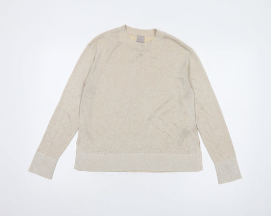H&M Women Beige XS Crew Neck Pullover Jumper