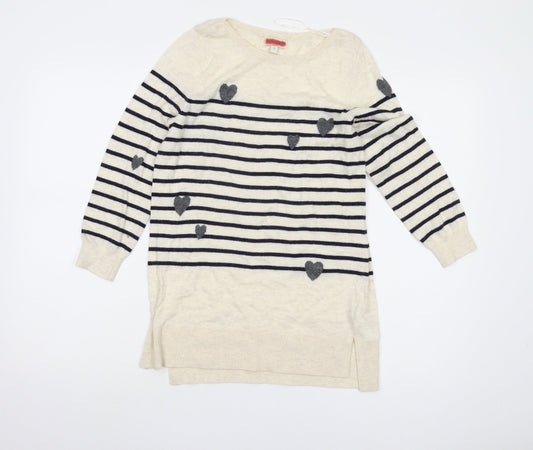 Monsoon Women's Beige Striped Pullover Jumper, S