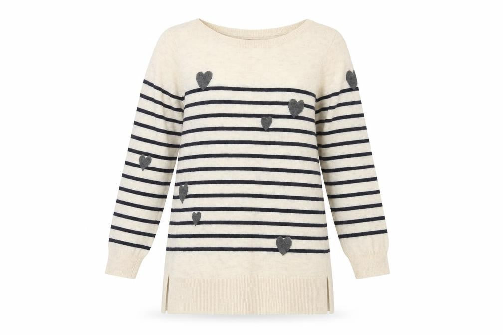 Monsoon Women's Beige Striped Pullover Jumper, S