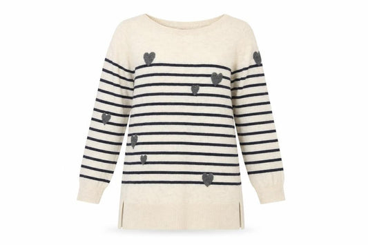 Monsoon Women's Beige Striped Pullover Jumper, S
