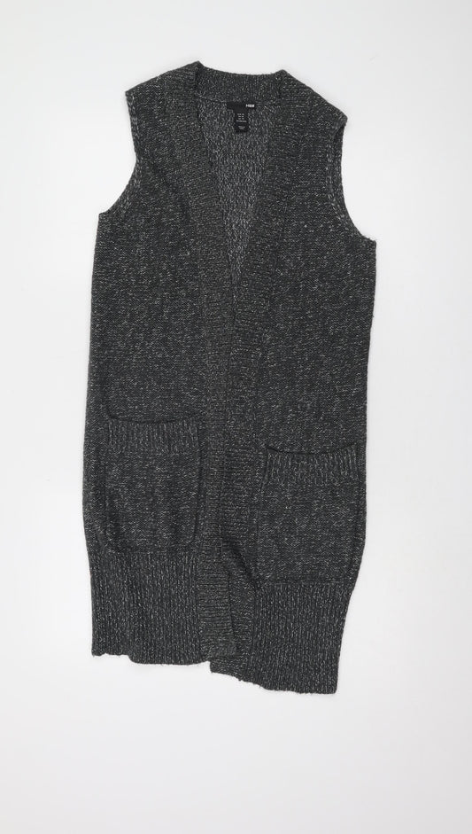 H&M Women's Grey Vest Jumper XS Open-Knit