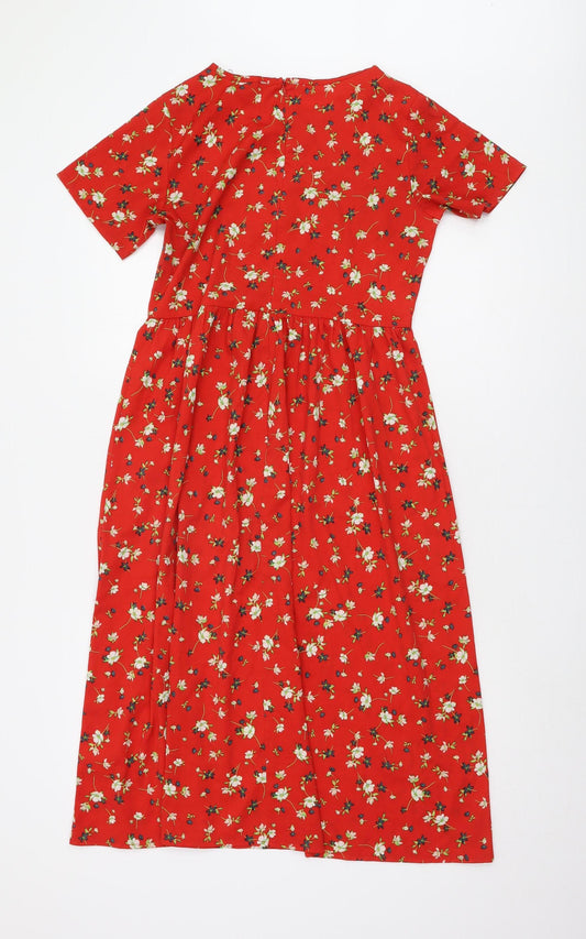 Wednesdays Girl Red Floral Midi Dress Size S