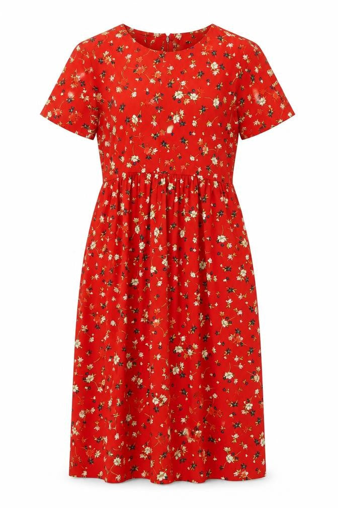 Wednesdays Girl Red Floral Midi Dress Size S