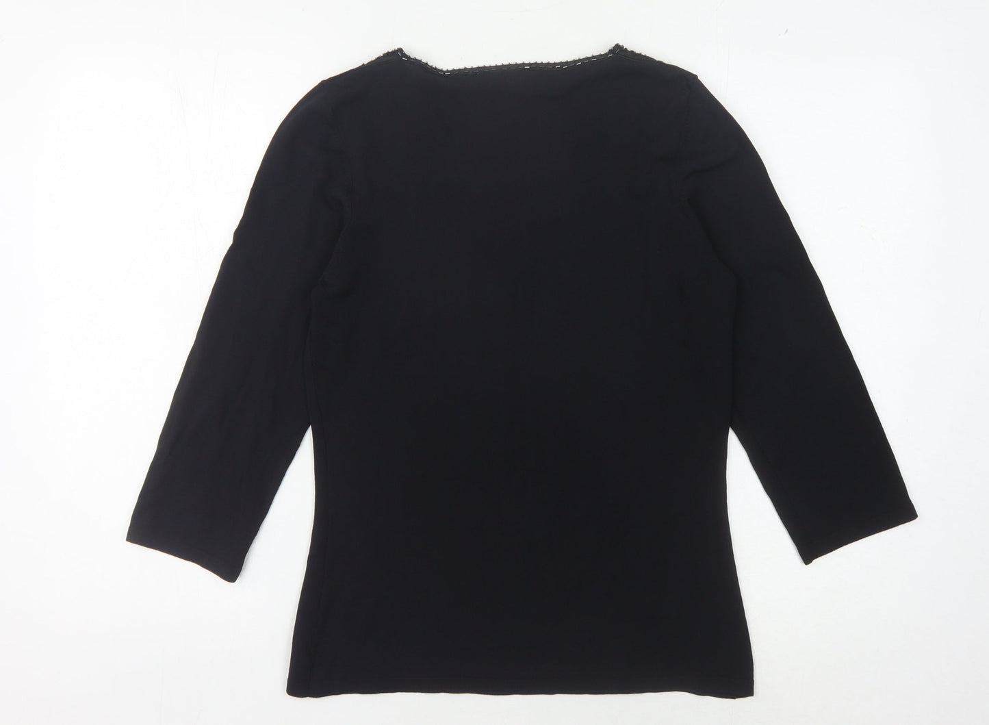 Wallis Women's Black 3/4 Sleeve Beaded Blouse Size 12