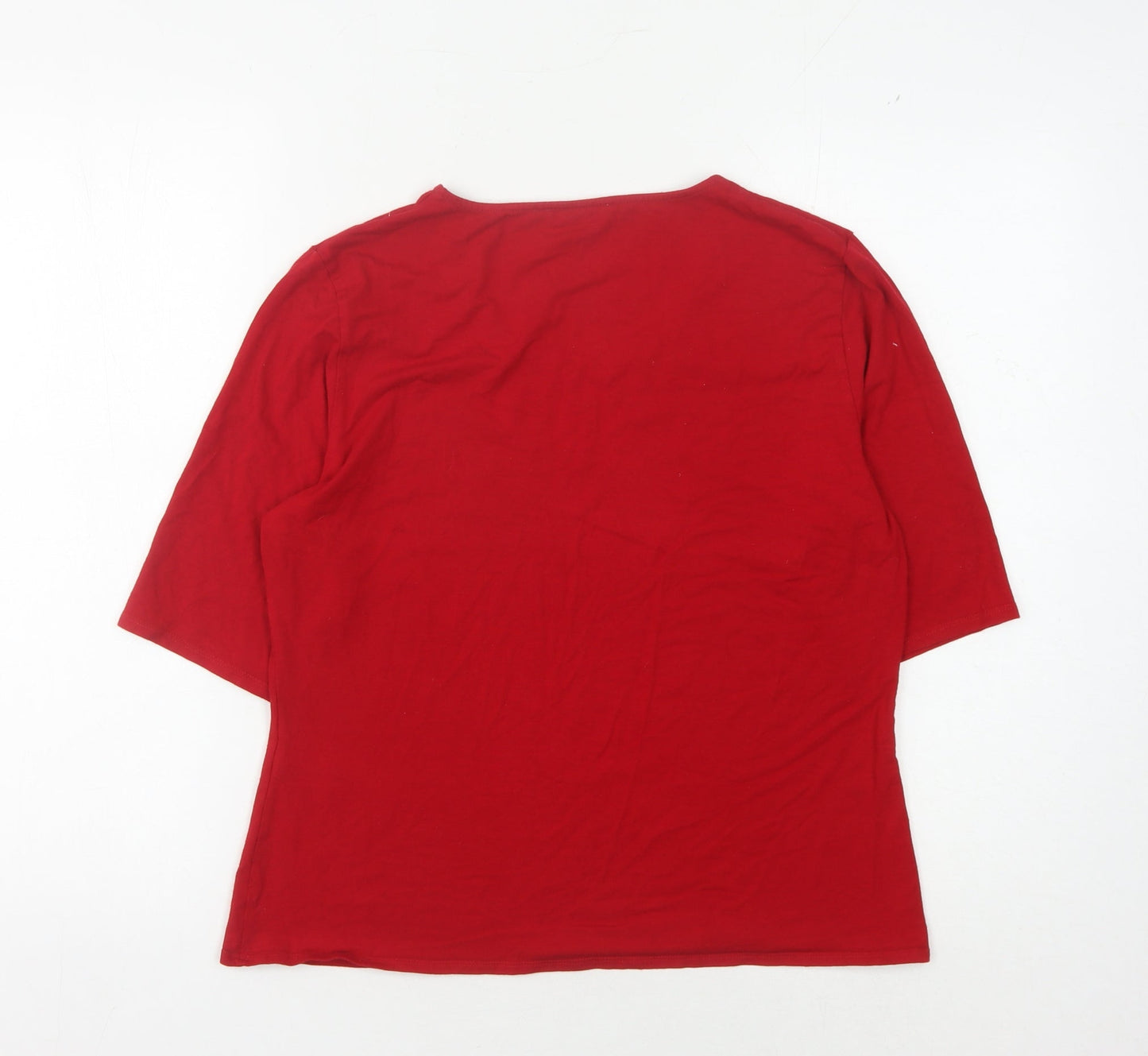 Precis Women's Red T-Shirt, Size L, 3/4 Sleeve, Casual
