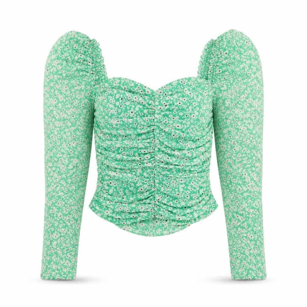 New Look Women's Green Floral Blouse, Size 10