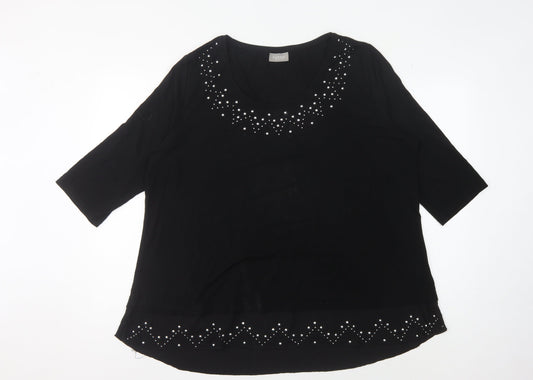 C&A Women's Black Studded T-Shirt L
