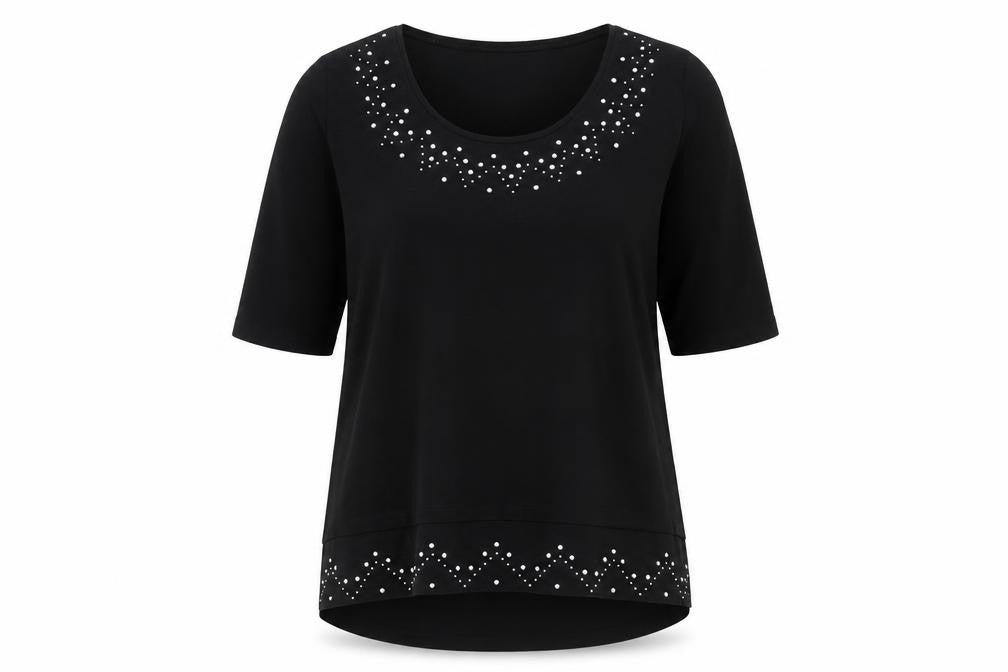 C&A Women's Black Studded T-Shirt L