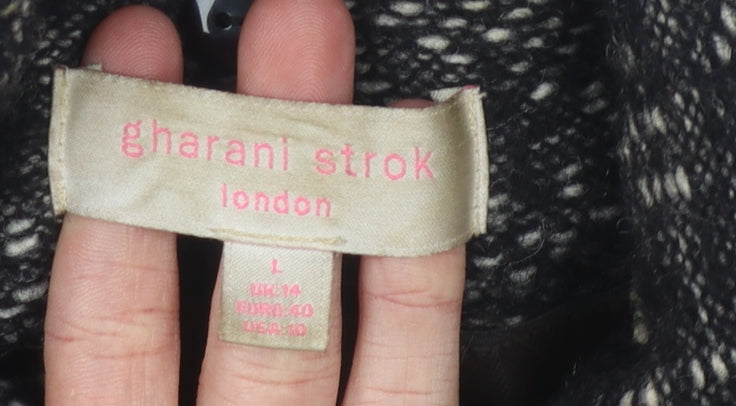 Gharani Strok Women's Black Tweed Coat Size 14