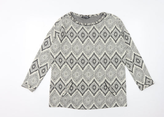 Debenhams Women's Grey Geometric Jumper Size 14