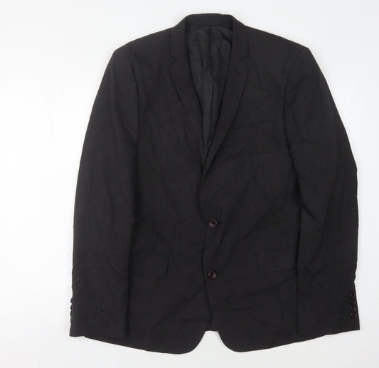 ASOS Men's Black Blazer 42 Regular Notch Lapel Formal