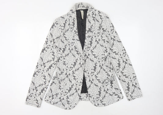 Next Women's Grey Ivory Floral Jumper Size 12