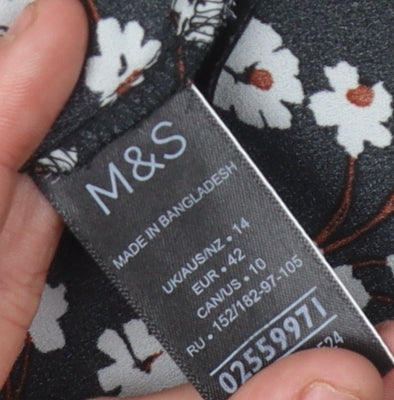 Marks and Spencer Women's Black Floral Blouse Size 14
