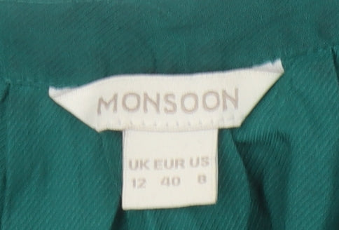 Monsoon Women's Green 3/4 Sleeve Blouse, Size 12