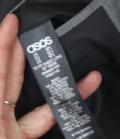 Close-up detail of ASOS Men’s Grey Slim Fit Suit Jacket 42L