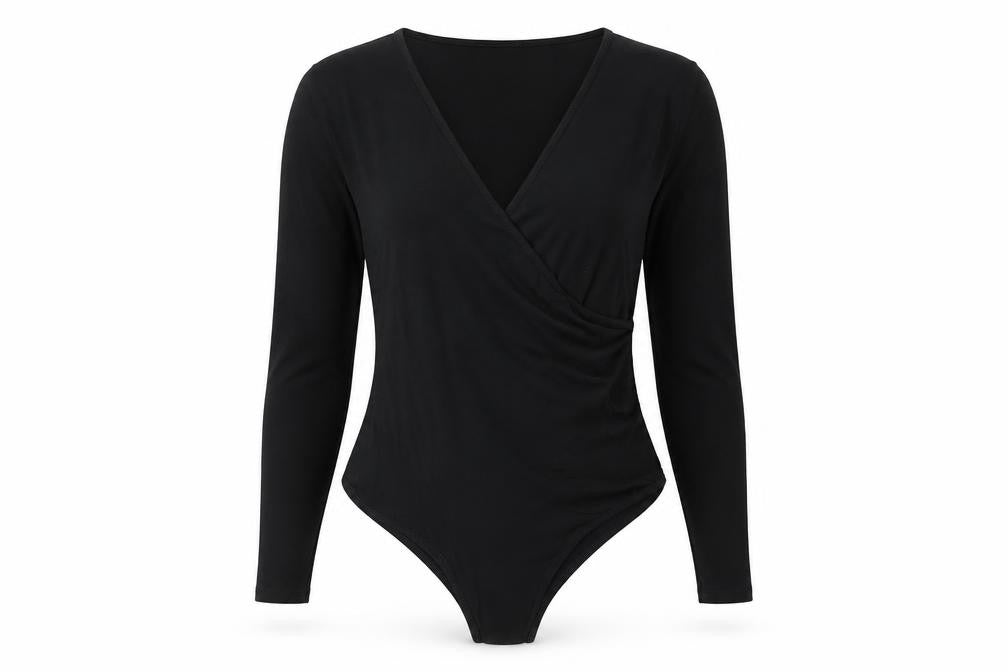 Warehouse Black V-Neck Bodysuit, Women, Size 12, Casual Wear