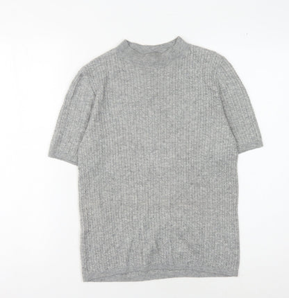 Mango Women's Grey Knit Wool High Neck Tee - Size S