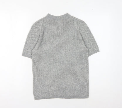 Mango Women's Grey Knit Wool High Neck Tee - Size S