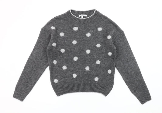 Next Women's Grey Chunky-Knit Polka Dot Jumper XS