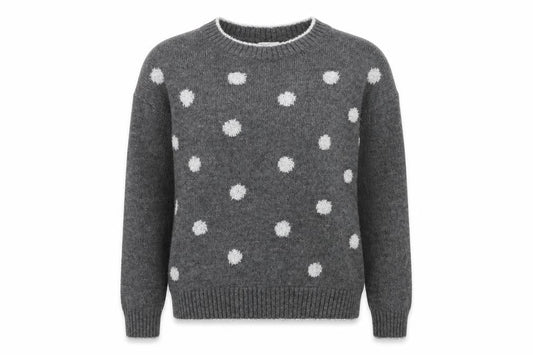Next Women's Grey Chunky-Knit Polka Dot Jumper XS