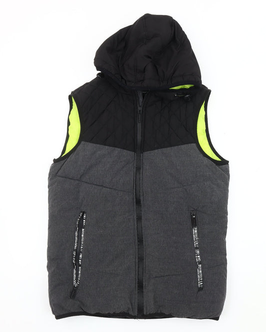 Chapter Men's Black Puffer Hooded Waistcoat S
