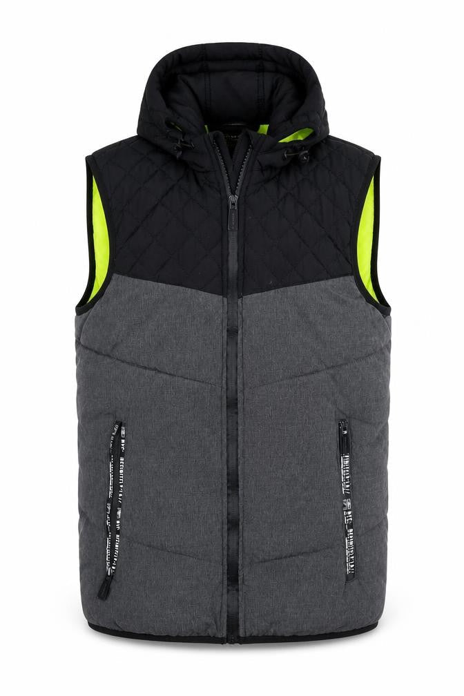Chapter Men's Black Puffer Hooded Waistcoat S