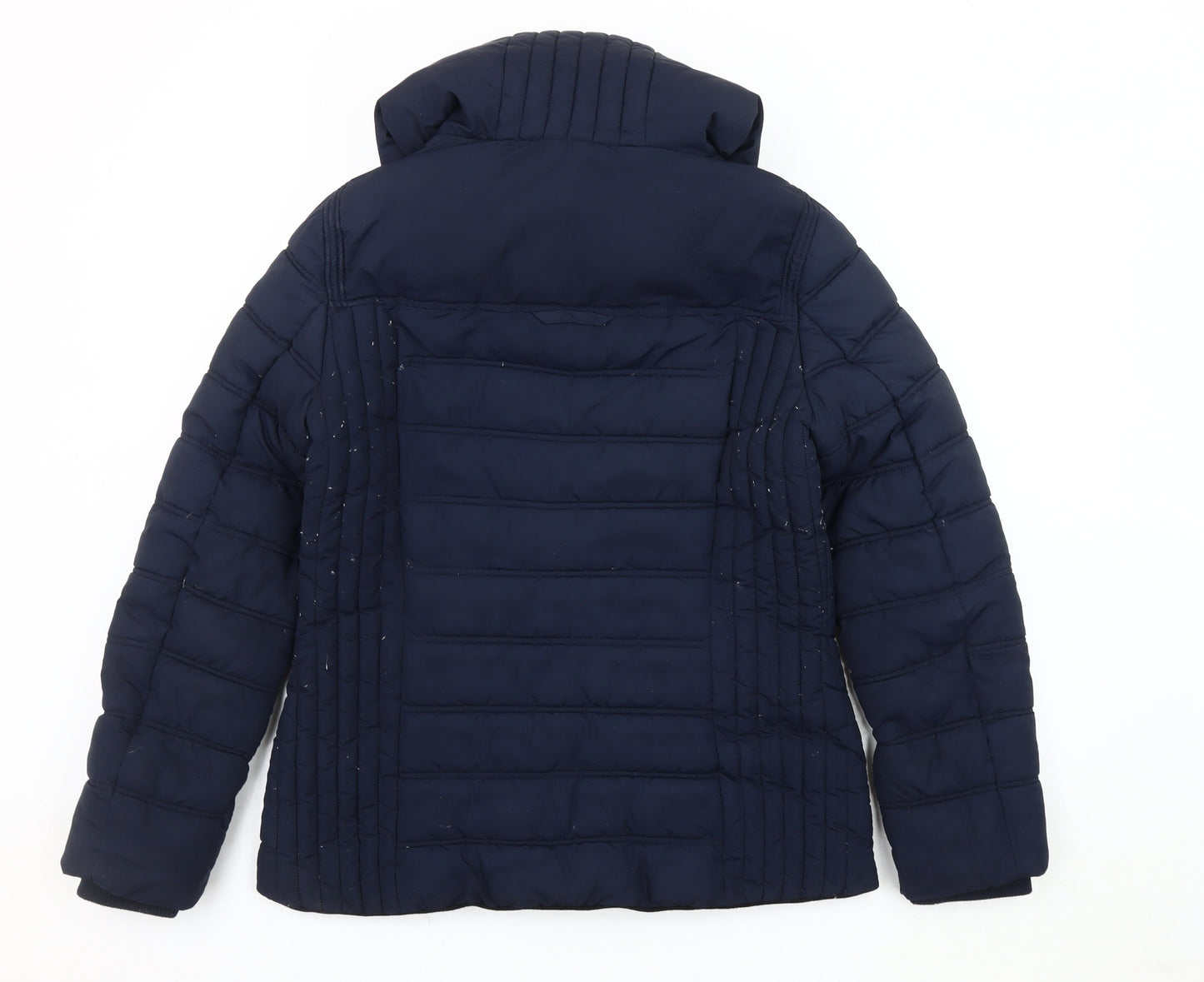 EDC Women's Blue Puffer Jacket M Hooded Zipped Pockets