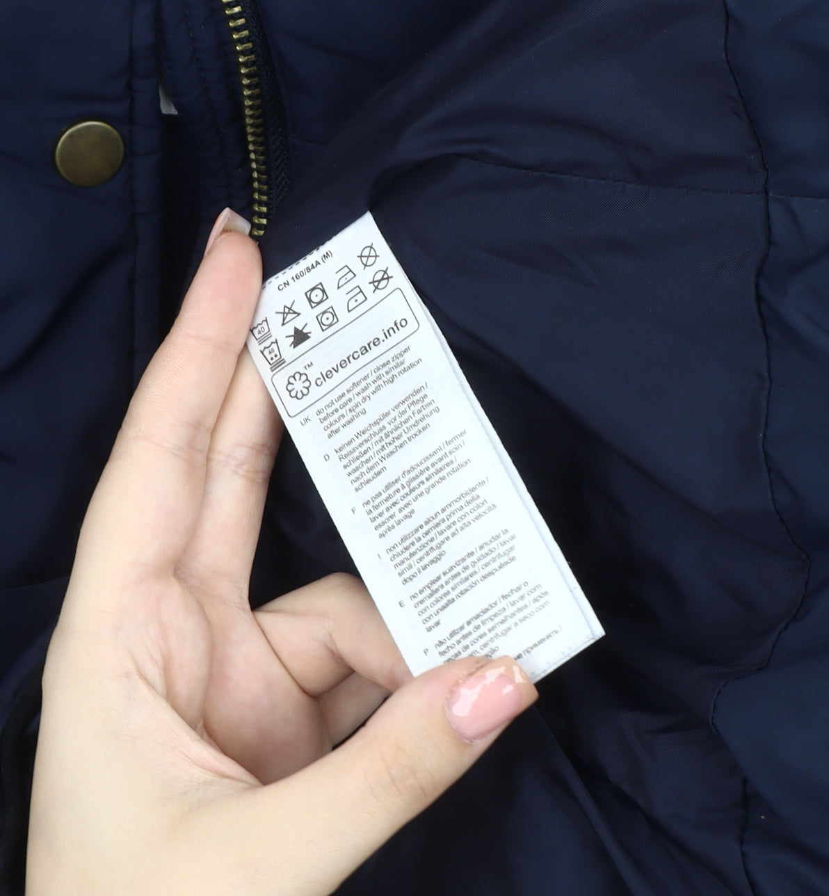 EDC Women's Blue Puffer Jacket M Hooded Zipped Pockets