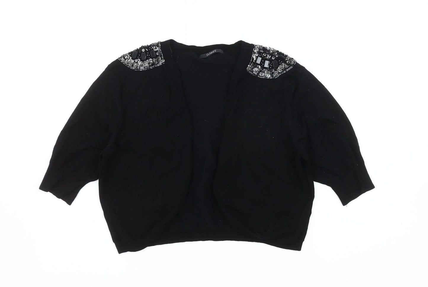 Dunnes Women's Black Beaded Open Front Cardigan M