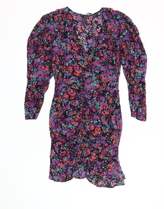 Zara Women's Multicoloured Floral Dress Size 8