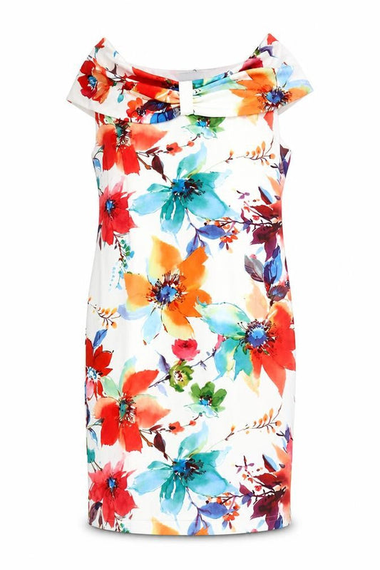 Glitz Women's Multicoloured Floral Dress, Size 18, Off Shoulder