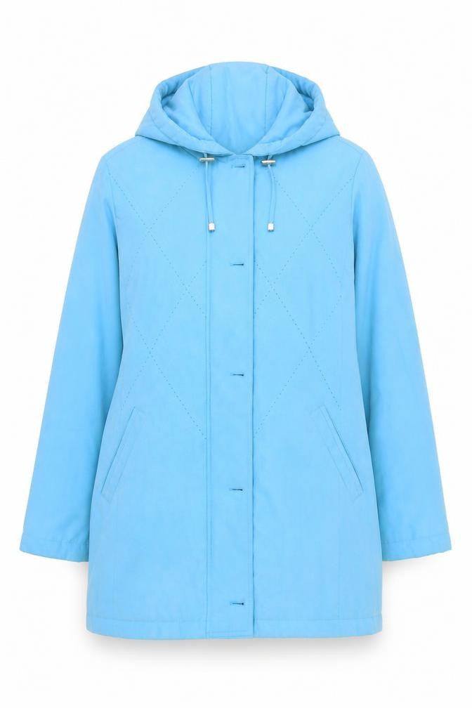 Klass Collection Women's Blue Quilted Hooded Jacket L