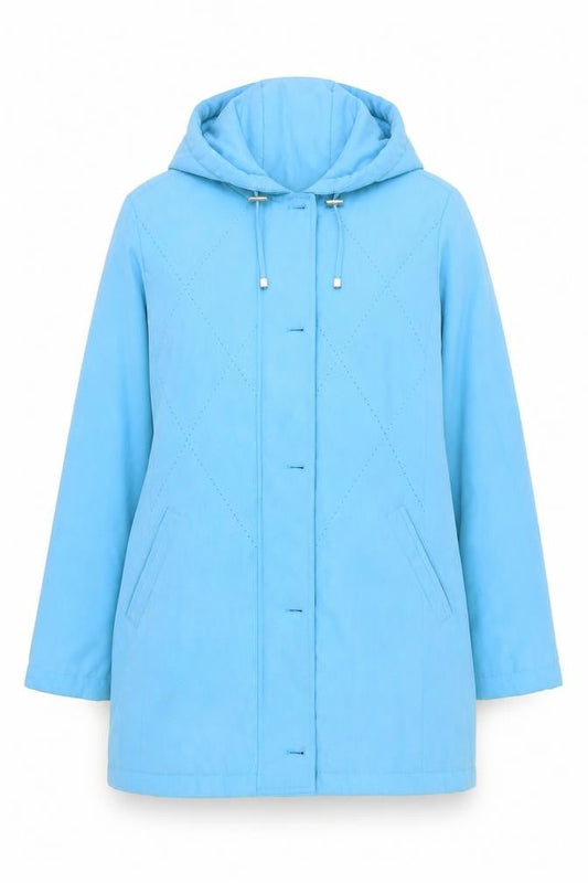 Klass Collection Women's Blue Quilted Hooded Jacket L