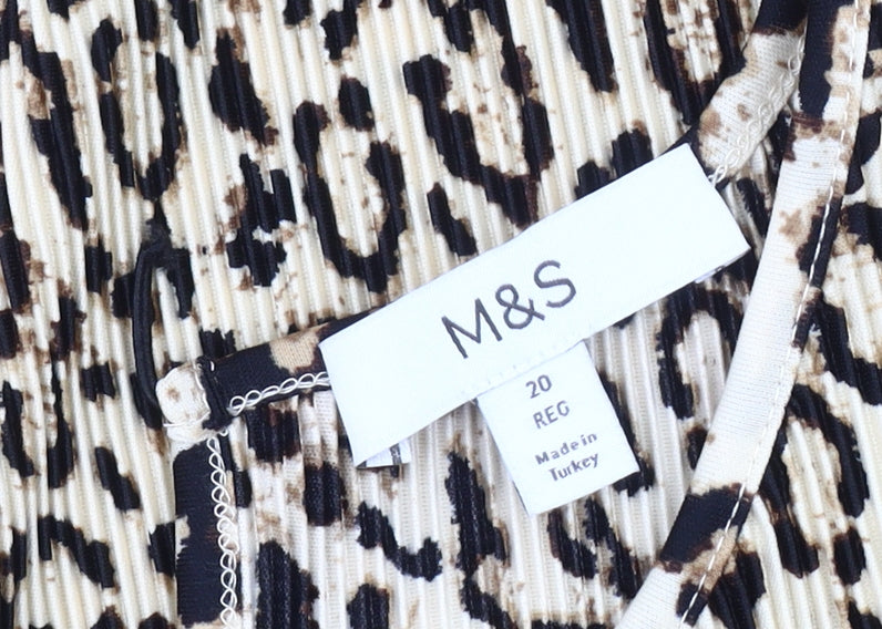 Marks and Spencer Women's Beige Animal Print T-Shirt, Size 20