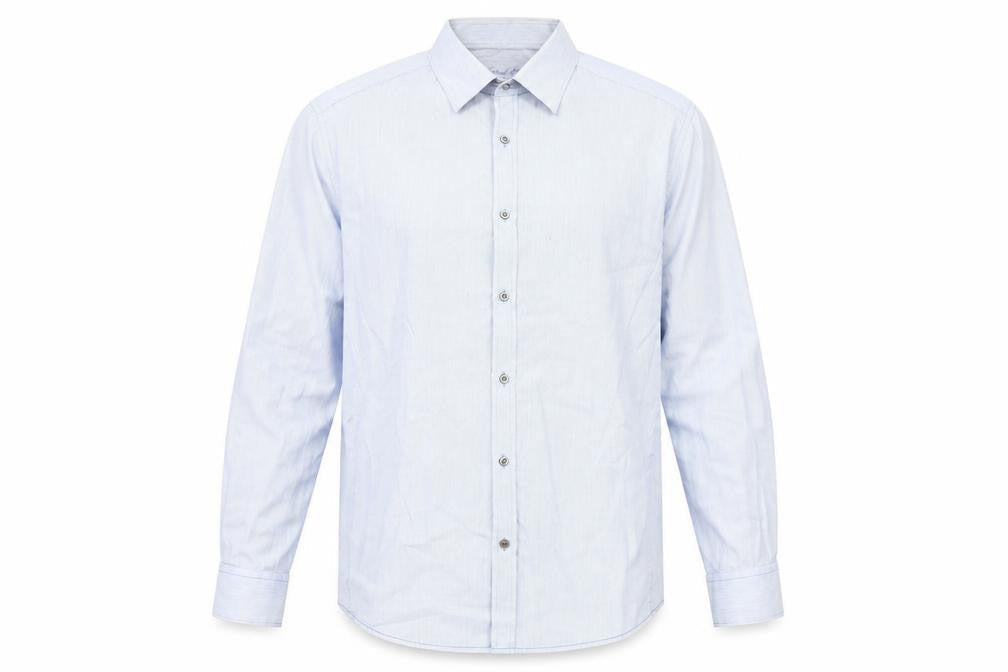River Island Men's XL Blue Striped Long Sleeve Shirt