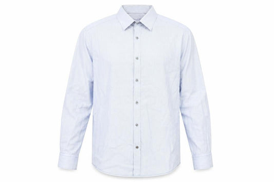 River Island Men's XL Blue Striped Long Sleeve Shirt