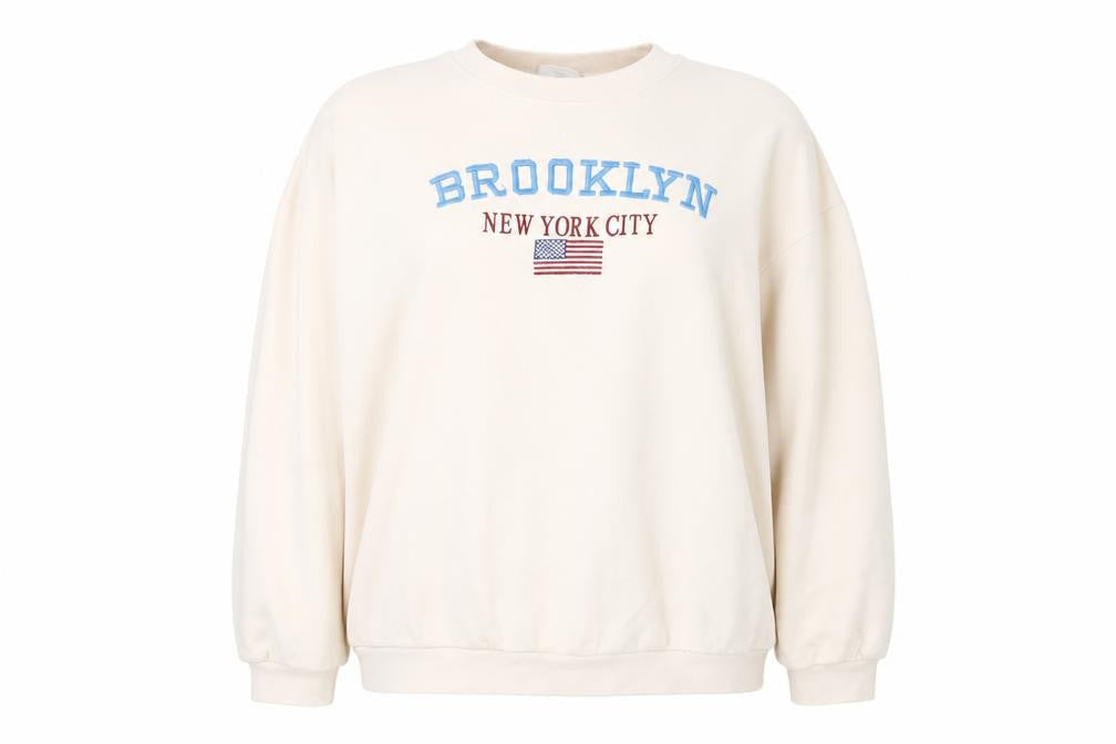 Daisy Street Women's Beige Graphic Logo Sweatshirt Size 22