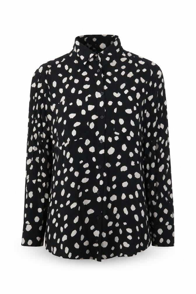 Collusion Women Black Animal Print Collared Shirt Size 8