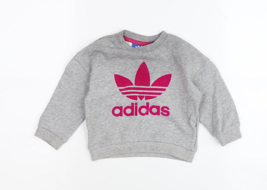 Adidas Grey Unisex Baby Pullover Jumper 9-12 Months