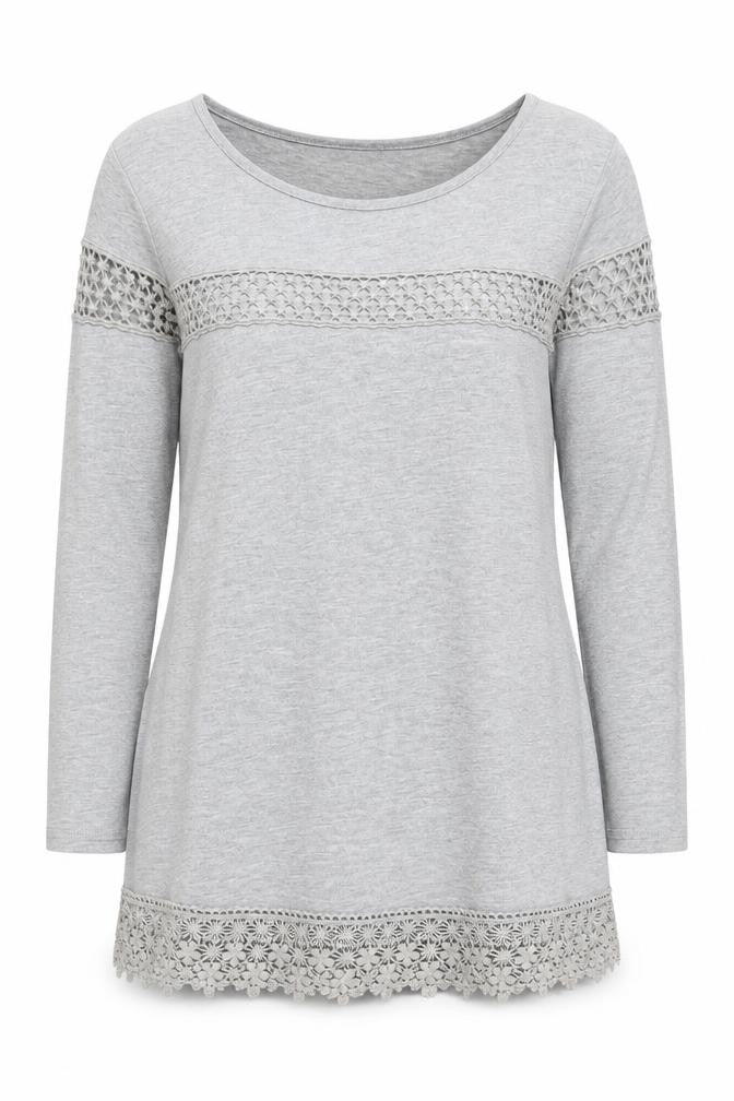 Laura Ashley Women's Grey Lace Accent Blouse Size 12